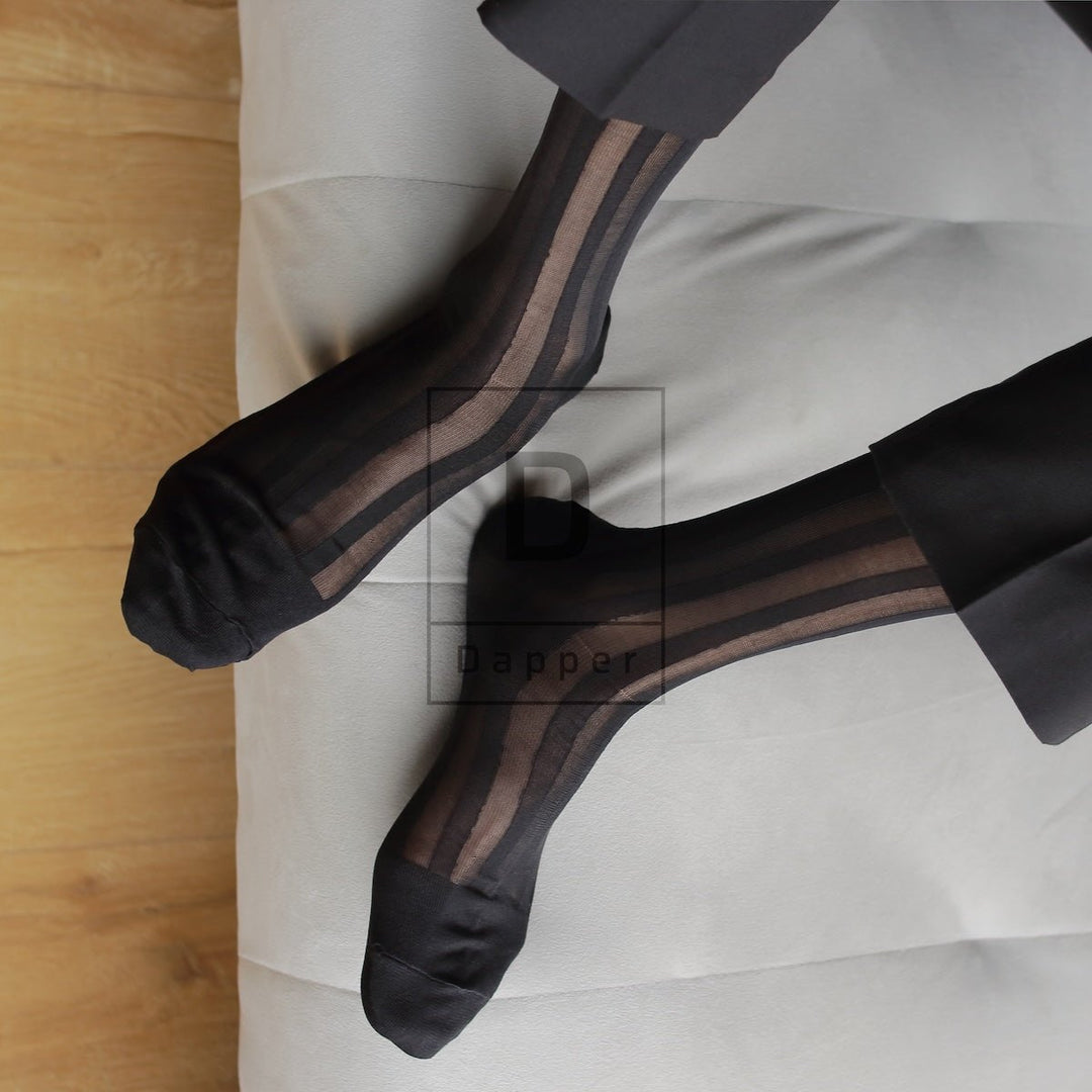 Bold Stripe Nylon Dress Socks - Dapper Socks