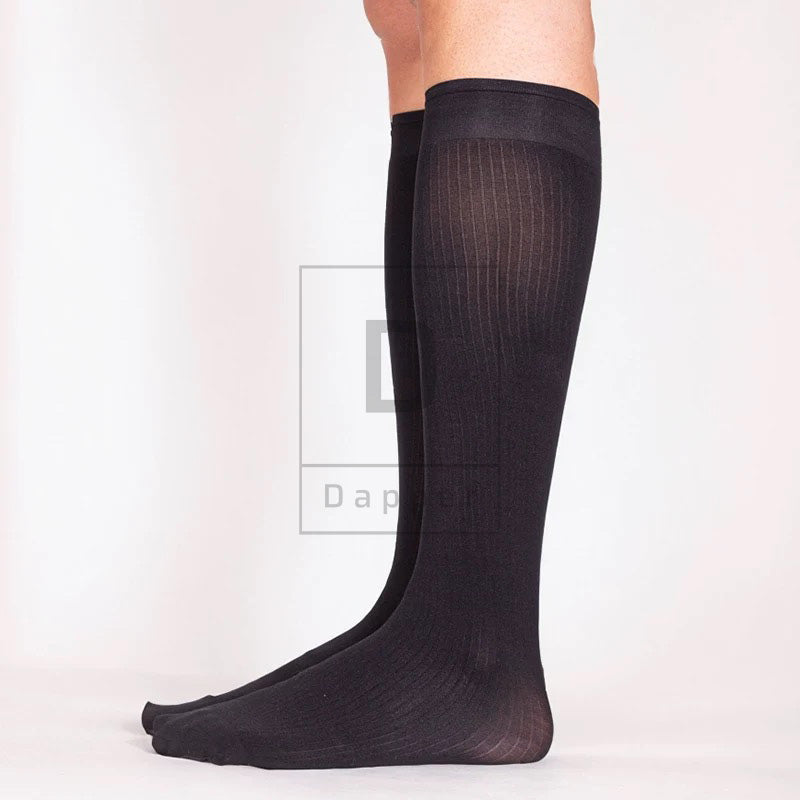 Striped Luxe Toe and Heel Men's Dress Socks