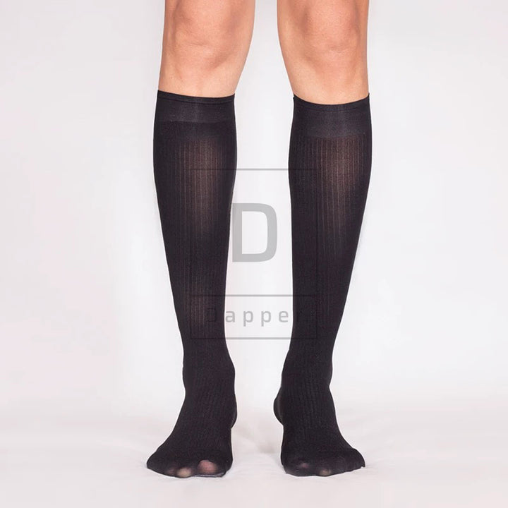 Striped Luxe Toe and Heel Men's Dress Socks