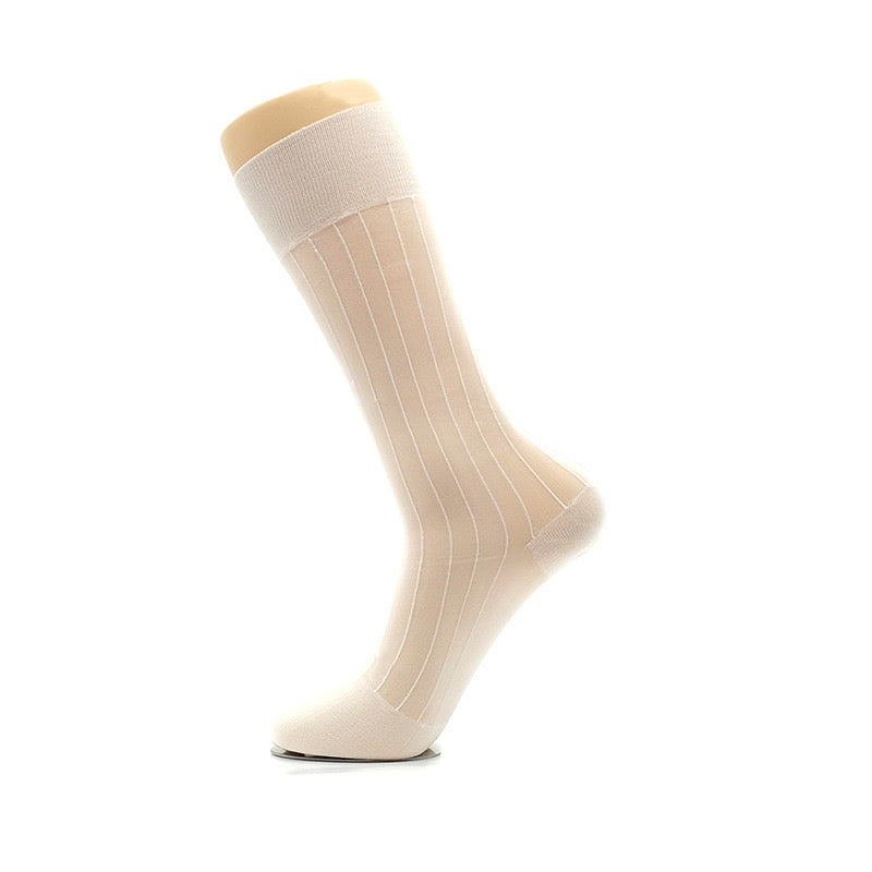 Men's White Nylon Dress Socks