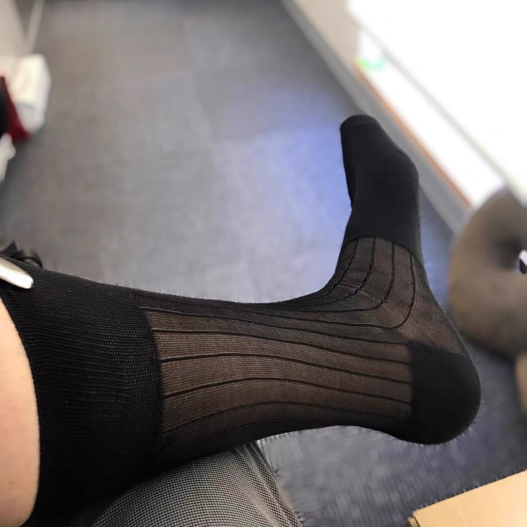 Men's Black Nylon Dress Socks