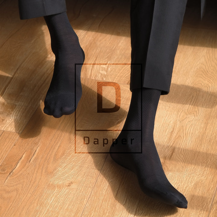 Calcetines de vestir para hombres con diseño de malla de diamante