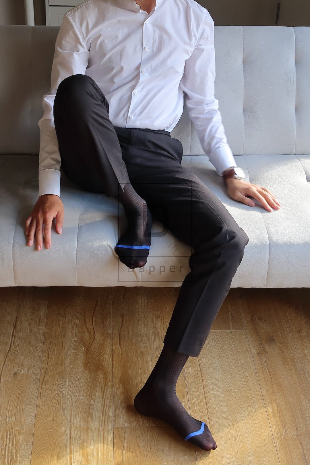 Blue Striped Men's Business Dress Socks - Dapper Socks