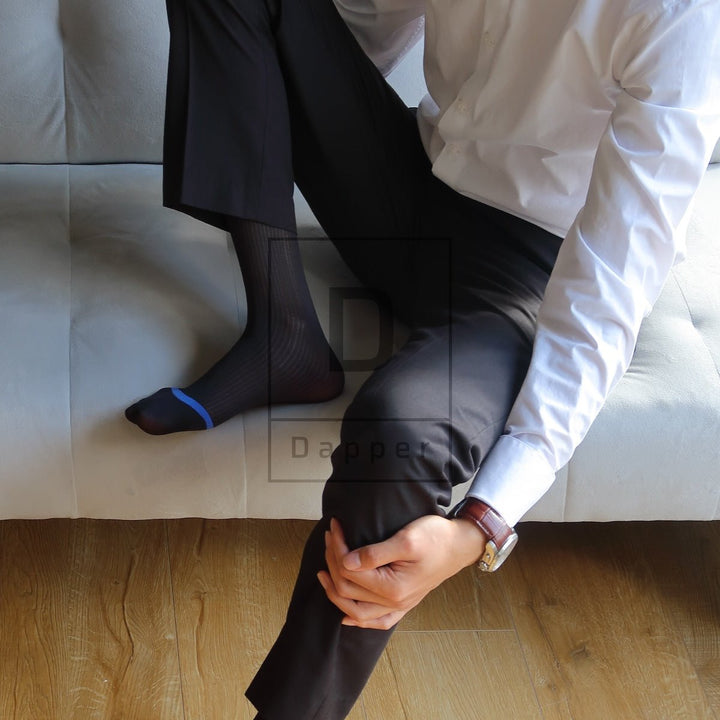 Blue Striped Men's Business Dress Socks - Dapper Socks