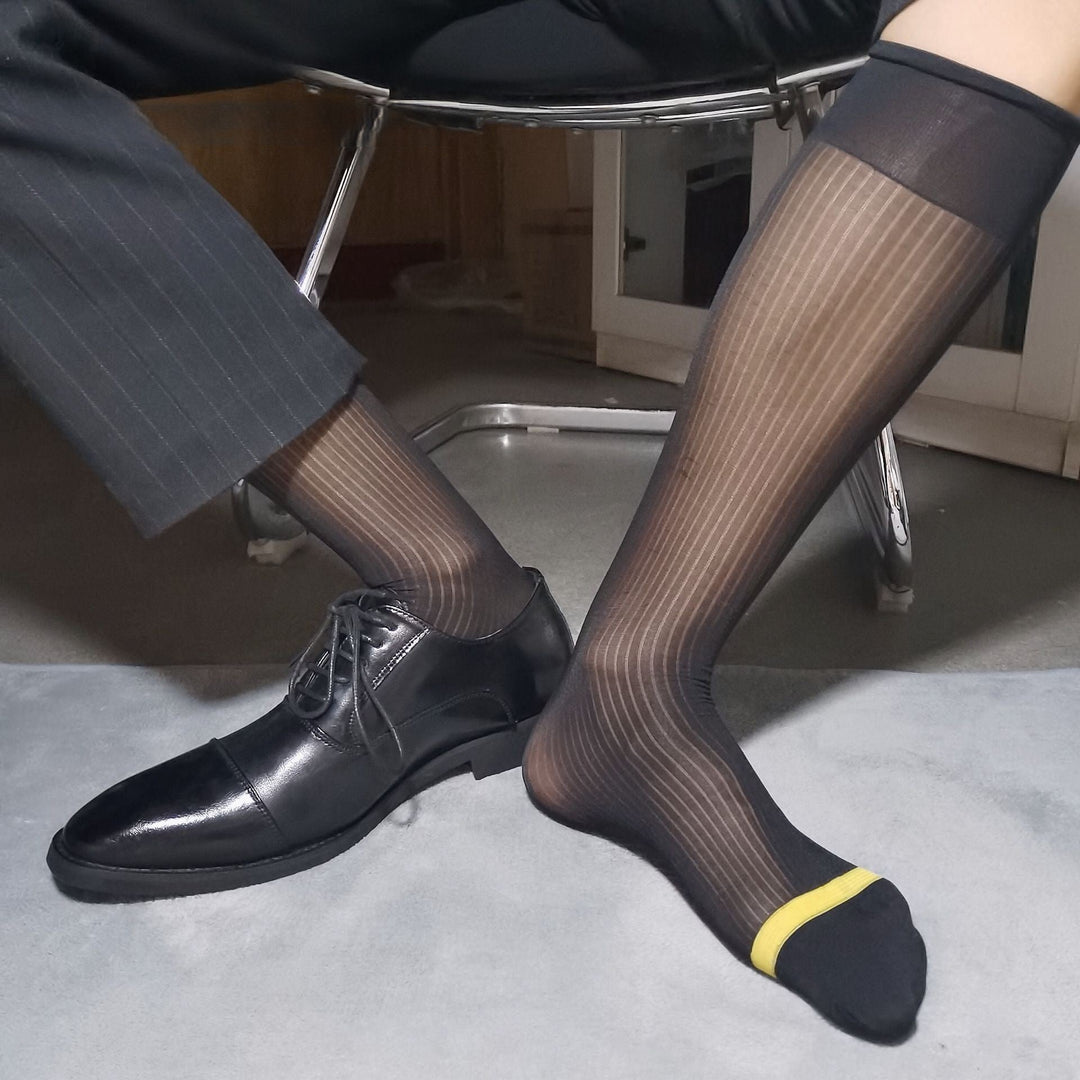 Gold Striped Fine-Striped Dress Socks Dapper Socks Gold Striped Fine-Striped Dress Socks Dapper Socks